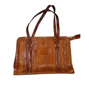 Women's Vintage Brown Eel Skin Leather Purse‎ Shoulder Bag